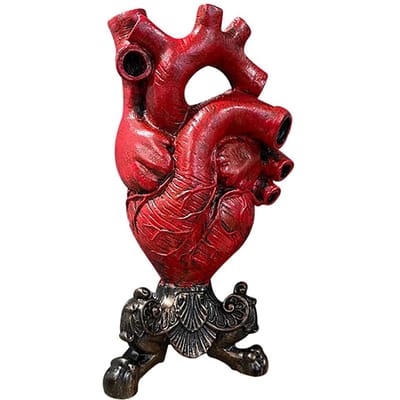 Hars Bloemenvaas Anatomische Hartvaas Modern Hartmodel voor Kantoor Huis Desktop Decoratie rood