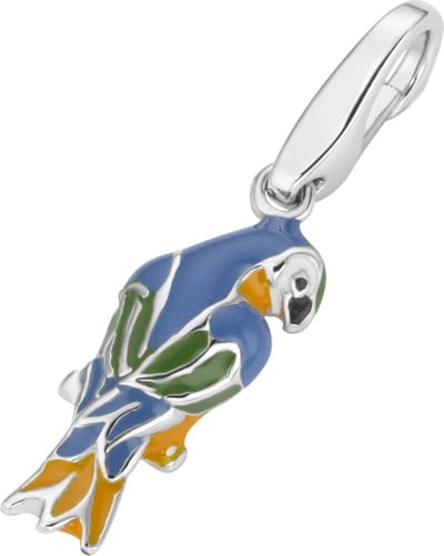 Charm | bedel | zilver | emaille | papagaai | hanger