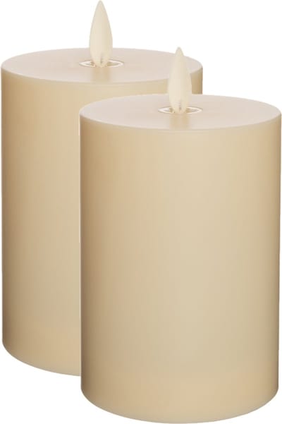 Anna's Collection LED kaars/stompkaars - 2x - ivoor wit - D8 x H13 cm - voor buiten en binnen