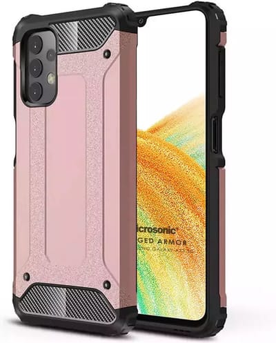 Schokbestendig Heavy Duty Hoesje Geschikt voor: Samsung Galaxy A23 5G Shock Proof Hybride - Back Cover - Dual Layer Armor Case - Extra Stevig - Rosegoud
