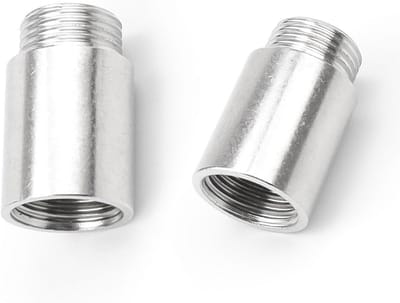 Kraanverlenging 2 stuks - Verlengstuk pijp - Sanitair aanpassen - Roestvrij staal dubbele draad - 1/2 inch 30mm - Zilver