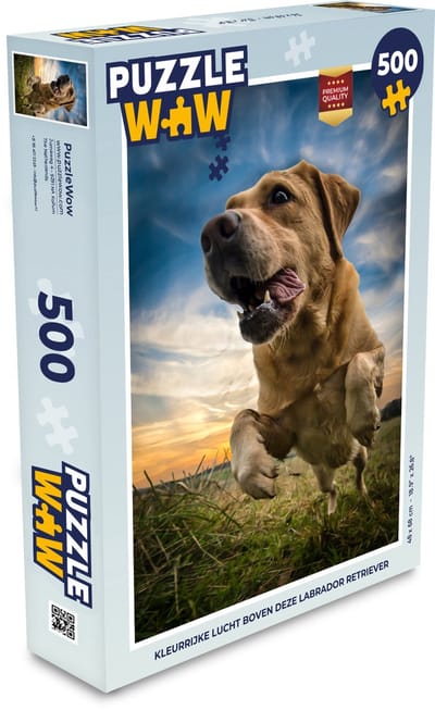 Puzzel Kleurrijke lucht boven deze Labrador Retriever - Legpuzzel - Puzzel 500 stukjes