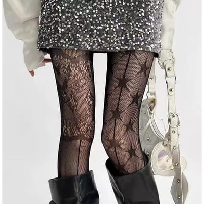 Collants résille Totem Floral Vintage Collants Dentelle Creuse Grande Fleur Gothique Collants en Maille Transparente Esthétique Alt Y2K pour Femmes One Size gray