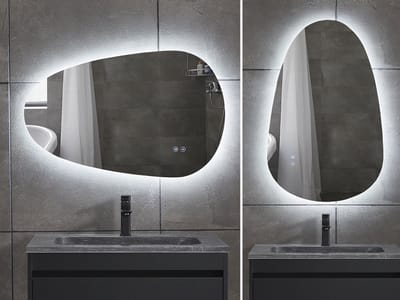 Mawialux LED Badkamerspiegel - Dimbaar - 80x50cm - Asymmetrisch - Horizontaal of verticaal ophangen - Verwarming - Touchscreen - Ana