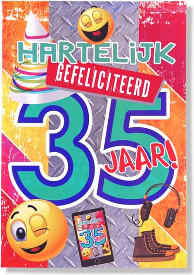 Hoera 35 Jaar! Luxe verjaardagskaart - 12x17cm - Gevouwen Wenskaart inclusief envelop - Leeftijdkaart