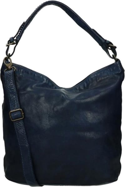 Bear Design Medium Crossbodytas / Schoudertas Dames - Leer - Cow Lavato - Blauw