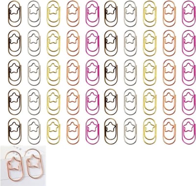 Set van 50 metalen paperclips, bladcips en sterclips voor boeken, foto's en herinneringen