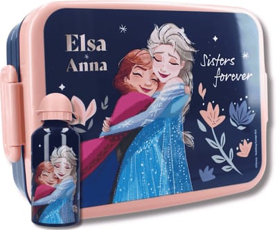 Disney Frozen Lunchset Kinderen – Lunchbox & Aluminium Drinkfles – Elsa & Anna – BPA-vrij – Broodtrommel – School – Meisjes