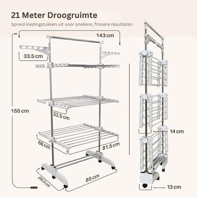 CLVP® Droogtoren Wasrek – Ruimtebesparend Droogrek – Opvouwbaar Wasrek – Ultimate