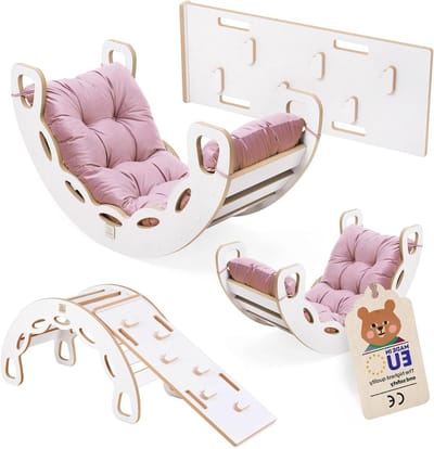 Schommelwip Kinderen - Klimset Baby - Binnen Spelen - 4-in-1 Set - 90x50x41 cm - Roze