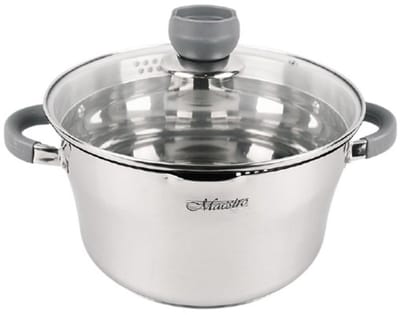 Maestro Kookpan met Afgietsysteem - Ø 18 cm - 2.4 Liter - Roestvrij Staal (RVS) - Siliconen Handgrepen - Glasdeksel - Inductie & Alle Warmtebronnen