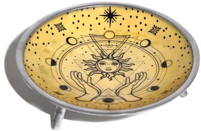 Ancient Wisdom - Decoratief beeld of figuur - Gietijzeren ketel 11x13 cm met pentagramsymbool - ritueel - magie - spiritueel - branden - spreuken - symbolen
