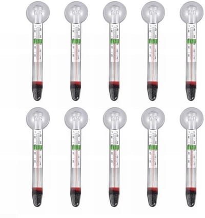 Aquarium Thermometers - Water Temperatuurmeter - Vissenwelzijn Bewaken - Dubbellaags Glasontwerp - 10 Stuks - Meerdere Kleuren