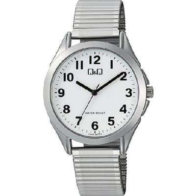 Q&Q-Herenhorloge-Rekbare metalen band-duidelijke wijzerplaat-5 atm waterdicht-diameter 38 mm-model c04a-047py