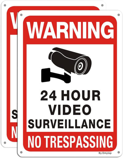 24 uur videobewaking waarschuwingsbord voor CCTV camera's - Aluminium, weerbestendig, eenvoudig te monteren