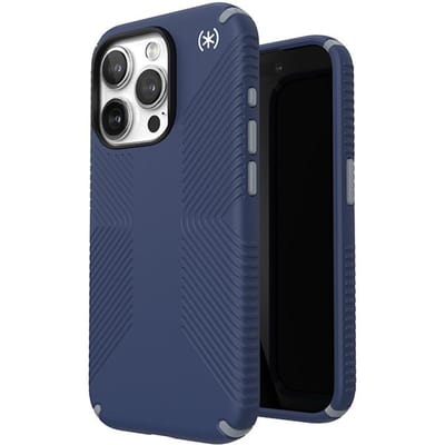 Speck hoesje geschikt voor Apple iPhone 15 Pro - Ultieme Bescherming en Grip - Luxe Soft-touch Afwerking - Valbescherming gecertificeerd tot 4 meter - Microban Antibacterieel - Presidio2 Grip lijn - Blauw
