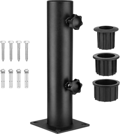 Staande buis parasol standaard verstelbaar - 3 pvc-verloopringen - ijzeren buis parasolbasis voor houten vloeren - cementvloeren - balkon - terras