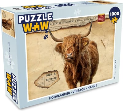 Puzzel Hooglander - Vintage - Krant - Legpuzzel - Puzzel 1000 stukjes volwassenen