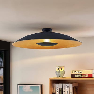 Lindby plafondlamp Narisara, Ø 80 cm, E27, zwart-goud