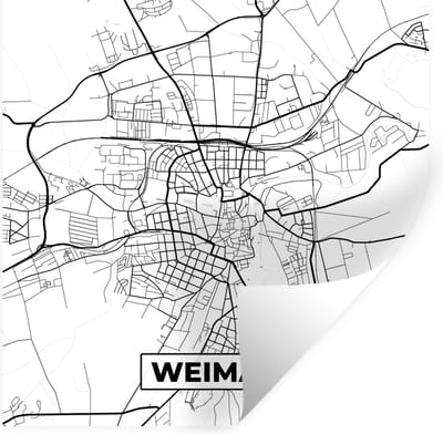 Muurstickers - Sticker Folie - Plattegrond - Weimar - Kaart - Stadskaart - 100x100 cm - Plakfolie - Muurstickers Kinderkamer - Zelfklevend Behang XXL - Zelfklevend behangpapier - Stickerfolie