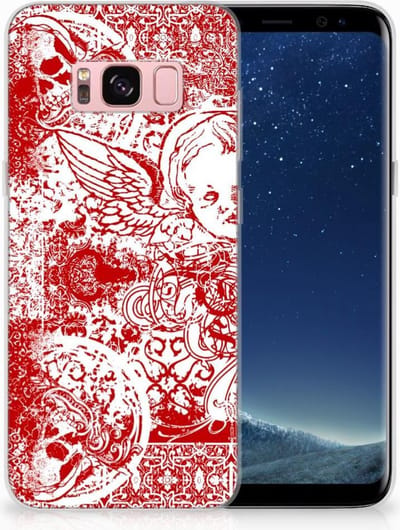 Silicone Back Case Samsung Galaxy S8 Angel Skull Rood