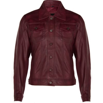 Trucker slim-fit leren overhemd-jeansjack