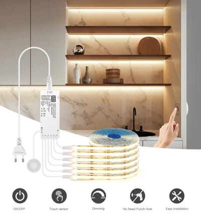 LED Strip Kast - 3 LED strips Van 2 meter - Onderbouwverlichting - Boekenplanken Verlichting - Kastverlichting - Dimbaar - Smart Touch - Meerdere Planken - Keukenkastjes - Warm Wit - Per 2,5cm Knipbaar - Aanraaksensor