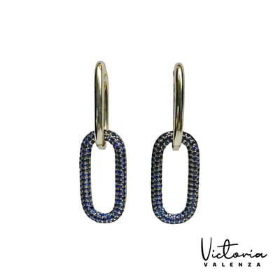 Victoria Valenza Rimini Luxe Oorbellen Dames Messing Oorhangers Dames Oorringen Blauwe Steen Oorbellen - Goud kleurig - 1 Paar