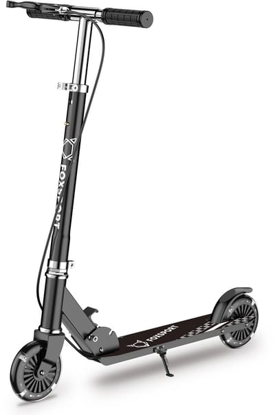 OFMOTRA Kinderstep - Scooter - met LED wielen - Opvouwbaar - Drie instelbare hoogte - met voetrem en handrem - Draagkracht tot 100 kg - zwart