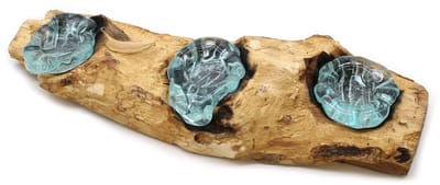 Ancient Wisdom - Kandelaar - Platte drievoudige kaarsenhouder van gamal hout en gerecycled glas - multicolor - interieur - decor - verlichting - sfeermaker - kaarsenhouder