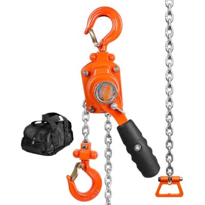 VEVOR Mini Hefboomtakel 0,25T Draagvermogen Kettingtakel 260N Trekkracht Katrol 2,80m Hefhoogte Rateltakel Takel van staal G80 ketting Weston Dubbele Palrem 360° Draaibare Haak Handkettingtakel