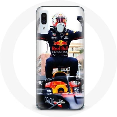 Hoesje voor Samsung Galaxy A40 Formule 1 Max Verstappen F1 coureur zwart rood en geel