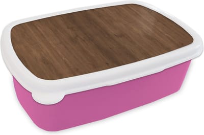 Broodtrommel Roze - Lunchbox - Brooddoos - Hardhout - Patronen - Bruin - 18x12x6 cm - Kinderen - Meisje