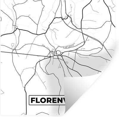 Muurstickers - Sticker Folie - Stadskaart – Plattegrond – België – Zwart Wit – Florenville – Kaart - 100x100 cm - Plakfolie - Muurstickers Kinderkamer - Zelfklevend Behang XXL - Zelfklevend behangpapier - Stickerfolie