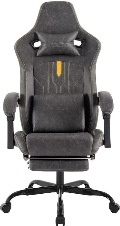 Gamingstoel Met Voetsteun - Ergonomische Bureaustoel - Verstelbare Draaistoel - Comfort Design - Grijs Stoffen Bekleding