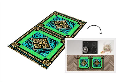 Keukenloper - Loper keuken - Dierenprint - Bloemen - Ketting - Goud - Patroon - 120x60 cm - Keukenloper vinyl