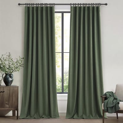 Olijfgroene verduisterende gordijnen set van 2 - extra lang 127 x 244 cm - boho stijl met verborgen lussen voor slaapkamer en eetkamer