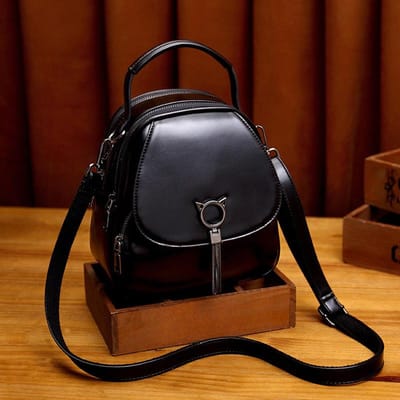 Een Retro Leren Damesrugzak Is Gemakkelijk te Dragen met Een Multi-schouder Crossbody Handtas zwart