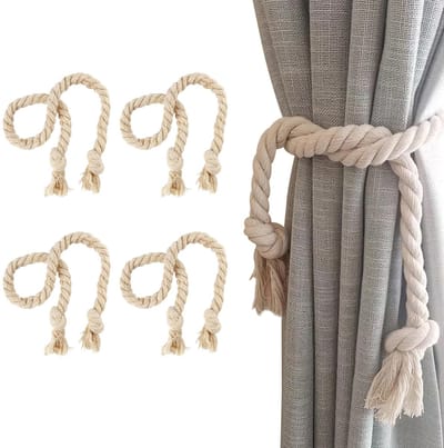 Dailygoods - 4 Stuks Gordijntouw Gordijnhouders - Handgemaakte Katoenen Touw voor Thuis