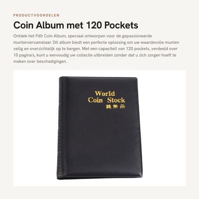 Dailygoods- Muntalbum 120 Pockets - 10 Pagina's - Coin Houder - Verzamelalbum - Retro Stijl - Transparant en Schadevrij - Munthouder