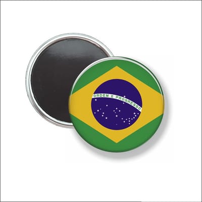Button Met Magneet 58 MM - Vlag BraziliÃ« - NIET VOOR KLEDING