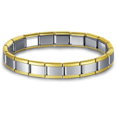 Quiges - 9mm -Schakel - armband - Zilveren - Goud - mat - Geschikt voor - Bedel - SchakelBedel - italy bedels