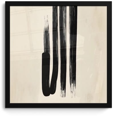 Poster in lijst - Fotolijst 40x40 cm - Posters - Penseelstreken - Verticaal - Zwart - Posterlijst zwart - Decoratie - Wanddecoratie woonkamer - Muurdecoratie slaapkamer