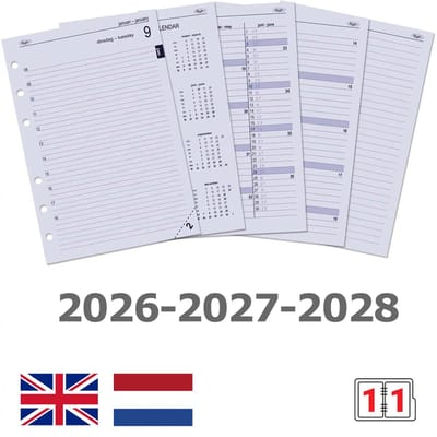 Kalpa 6201-26-27-28 210 x 144 mm 2026 2027 2028 A5 Planner Vulling NL EN