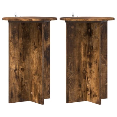 vidaXL - Plantenstand - 2 - st - Gerookt - eiken - Ø40 - x - 60 - cm - Bewerkt - hout
