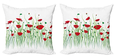 ABAKUHAUS Papaver kussenhoezen set van 2x40x40 cm – dubbelzijdig bedrukt – microvezel