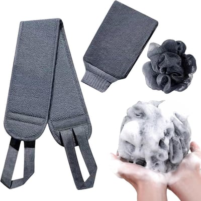 Douche Scrubber Set - Badaccessoires Set - Huid Reiniging - Dubbelzijdig Ontwerp - 3 Stuks - Blauw