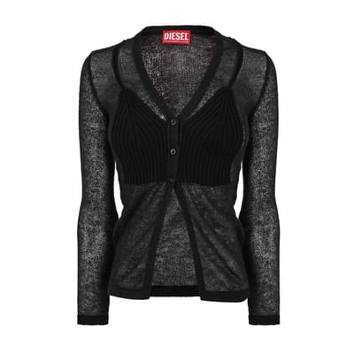 Diesel Arina-vest met V-hals en lange mouwen voor dames (Zwart)