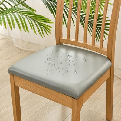Housses d'assise pour chaises de salle à manger en cuir PU uni, imperméables et résistantes à l'huile, extensibles, housse de protection pour coussin de chaise de salle à manger, housse