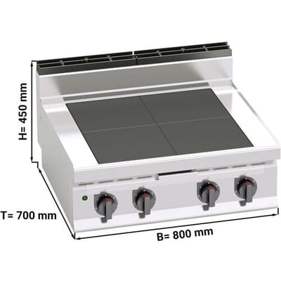 GGM Gastro Elektroherd - 12 kW - mit abgesenkten Kochfeldern Zilver